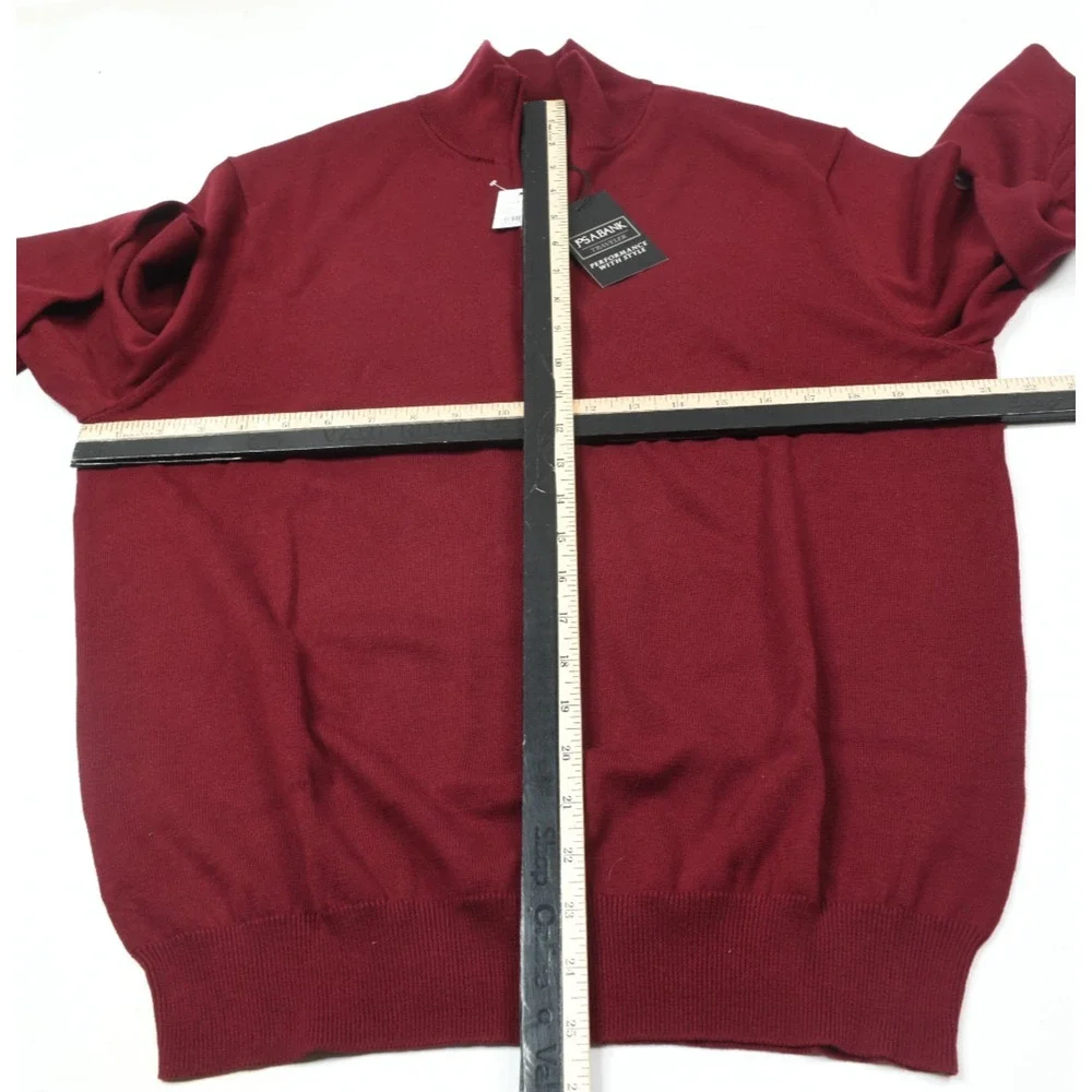 Jos A Bank Traveler Sweater Mens Large Red Long Sleeve Pima Cotton Pullover
